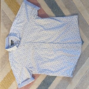 Blue Palm Tree Button Down